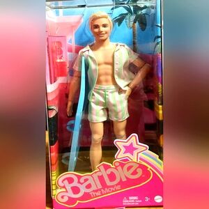 Barbie: The Movie Ken Doll Wearing Pastel Striped Beach Matching Set {GM0143}CKB
